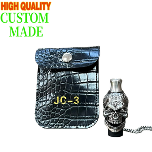 亜鉛合金製カスタムスカル型3Dフィギュア、ダイヤモンド象嵌とチェーンペンダント付き、伝統的なスタイルの十字架と仏教テーマ - Product Image 3