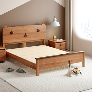 Lit mural en bois massif de haute qualité en forme d'ours, lit plateforme moderne et minimaliste pour chambre à coucher - Product Image 1