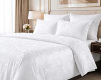 Tissu de literie d'hôtel en jacquard damassé 100% coton T300 60x40 Blanc pur Tissu de drap de lit d'hôtel