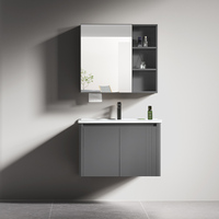 Mueble de Baño Moderno Minimalista con Espejo Inteligente, Construcción de Aleación de Aluminio, Lavabo de Cerámica Integrado, Colores Personalizados