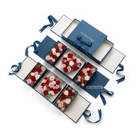 Boîte cadeau de la Saint-Valentin personnalisée de luxe, boîte cadeau florale biodégradable faite à la main, de forme personnalisée, avec ruban
