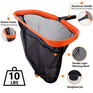 Nettoyeur d'écumoire de râteau à feuilles de piscine personnalisé <span class=keywords><strong>Filet</strong></span> d'écumoire de feuilles de piscine avec sac en maille profonde à double couche Filets d'atterrissage de pêche - Product Image 3