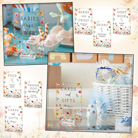 Ensemble de panneaux de table de mariage personnalisés en acrylique imprimés de fleurs sauvages, avec supports, pour livre d'or, cartes de repas, boissons, cadeaux et décoration de réception