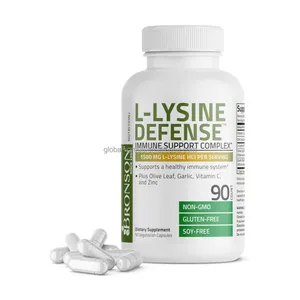 Custom Label L-Lysine Defense Capsule Immune Support Complex Olive Leaf Garlic Vitamin C Zinc L-Lysine Capsules
