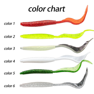 Leurres souples en plastique 6 couleurs 140mm 6.7g PVC coulants avec attractant, appât artificiel souple à grande lame et queue bouclée <span class=keywords><strong>pour</strong></span> <span class=keywords><strong>le</strong></span> bar - Product Image 6