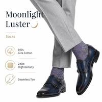 Chaussettes habillées pour hommes personnalisées, respirantes, antibactériennes, à carreaux, en coton égyptien de luxe, pour l'été et usage professionnel