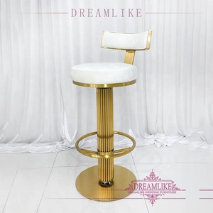 Taburete alto giratorio de acero inoxidable, silla moderna de lujo, de terciopelo, para Cocina - Product Image 1