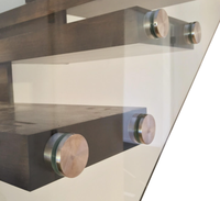 Système de balustrade en verre intérieur avec supports ronds en acier inoxydable noirs