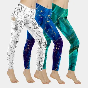 Women sportswear marble print high waist women yoga pants butt lift fitness gym leggings with custom logo