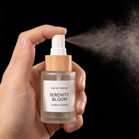 Botol Parfum Ninety-nine Room Mist, Silinder Kaca Buram, Sablon, Tutup Ulir Putih, 20-100ml, Bahu Datar, Bambu
