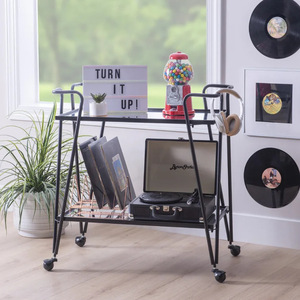 Nordic-style wrought iron trolley side <b>table</b>, movable, minimalist, suitable for <b>small</b> apartments and living rooms. - Product Image 1