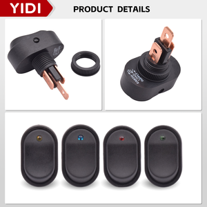 สวิตซ์โยกจุด LED 12มม. สวิตช์เปิดปิด30A สวิตช์ไฟสำหรับงานหนักพร้อมไฟ LED สีแดงสีเขียวสีน้ำเงินสีเหลืองสำหรับรถยนต์เรือบรรทุก - Product Image 2