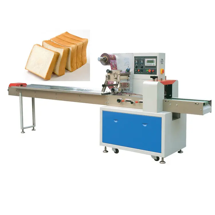Full automatic sliced bread packing machine pillow wrapping for bagel bread packing machine