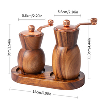 Moulin à poivre et à sel en bois de 4 et 5 pouces avec support, ensemble de moulins à épices manuels rechargeables