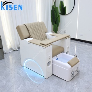 Fauteuil de manucure et pédicure électrique Kisen, mobilier de salon de beauté de luxe moderne avec spa pour les pieds à remous et plomberie intégrée - Product Image 4