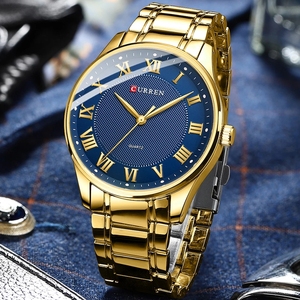 Montre classique décontractée CURREN 8409 pour homme avec bracelet en acier inoxydable, montres-bracelets à quartz simples avec chiffres romains pour homme d'affaires - Product Image 1