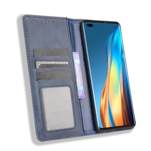 Pour <span class=keywords><strong>Tecno</strong></span> <span class=keywords><strong>Phantom</strong></span> <span class=keywords><strong>X</strong></span> boucle magnétique motif rétro étui en cuir à rabat horizontal avec support et fente pour carte et portefeuille - Product Image 5