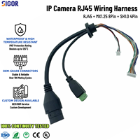 Kabel Harness Kamera IP Khusus MX1.25 8Pin RJ45 Tahan Air untuk Peralatan Keamanan Pemantauan Lalu Lintas Luar Ruangan