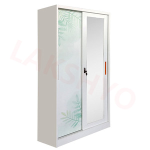 Armario Moderno de <span class=keywords><strong>2</strong></span> <span class=keywords><strong>Puertas</strong></span> para Dormitorio, con Espejo Grande, Acero Inoxidable, Extensible, para Sala de Estar, con Estampado Floral - Product Image 2