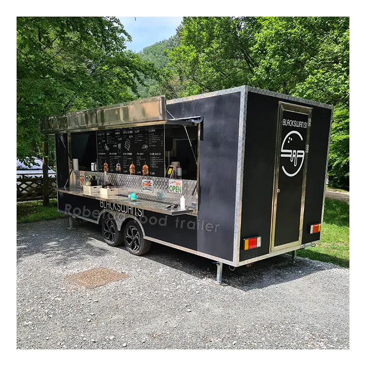 Robetaa remolque de comida para pizzas barato totalmente equipado camión de comida móvil con contenedor completo de cocina y cafetería