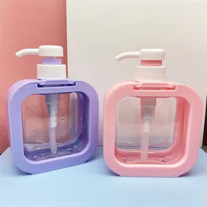 Contenedor de plástico para cosméticos con forma cuadrada, botella de espuma de jabón líquido para lavar a mano, colorida, loción corporal con bomba, 300ml