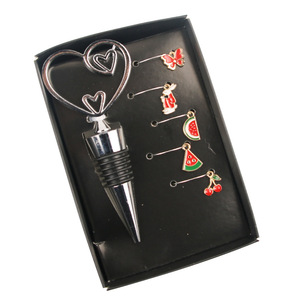 Double Heart Silicone <b>Wine</b> <b>Stopper</b> Kit With Decorative Charms Valentine's Day Gift Box Medium Size Indoor Use - Product Image 2