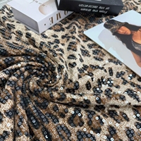 Tissu extensible en polyester et élasthanne pour maillots de bain, robes de soirée et tenues de club, avec broderie de sequins léopard, style mode féminine DSL.
