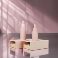Flacon compte-gouttes en verre jaune mat 1oz 30ml 50ml pour sérum, emballage personnalisé pour huile capillaire avec boîte en papier et impression sérigraphique