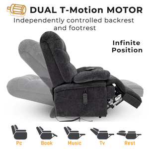 Meilleure qualité Big Man Power Lay Flat Lift Recliner Extra Large massage par la chaleur surdimensionné Chaises électriques rembourrées à double moteur - Product Image 4