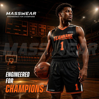 Ensembles de maillots de basket-ball réversibles personnalisés pour hommes, ensemble uniforme de basket-ball double face orange et noir, vêtements d'équipe sublimés performants