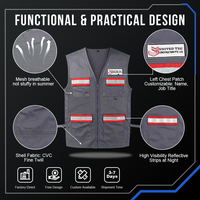 Chaleco de Seguridad de Alta Visibilidad con Múltiples Bolsillos y Bordado Personalizado, Malla CVC Reflectante, Ropa de Trabajo, Fábrica OEM, MOQ100