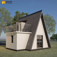 Maison en A à faible consommation d'énergie, villa en acier léger, panneaux isolés, design personnalisable, construction rapide, cabane modulaire préfabriquée en A