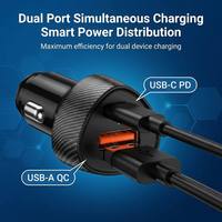 Chargeur de voiture double USB 38W PD QC3.0 avec logo personnalisé, chargeur rapide en fibre de carbone, adaptateur allume-cigare