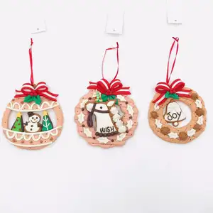 polymer clay gingerbread snowman/horse/Tinkle Bell in circle christmas ornament