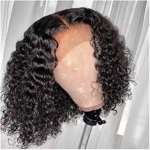 Perruque Bob Lace Closure wig naturelle brésilienne, cheveux <span class=keywords><strong>bouclés</strong></span>, <span class=keywords><strong>coupe</strong></span> au carré, 4x4, perruque <span class=keywords><strong>courte</strong></span> pour femmes africaines - Product Image 1
