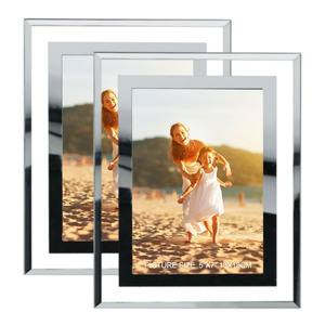 Cadre photo en verre cristal argenté personnalisé 8x10, cadre photo en verre pour affichage sur table, vertical ou horizontal - Product Image 1