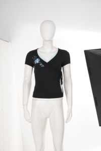 Women's Wrap V Neck Short Sleeve <b>Top</b> Elegant Floral <b>Sequins</b> Embroidery Slim Fit Lace Trim Cross Tie Up Side Summer Fashion <b>Top</b> - Product Image 6