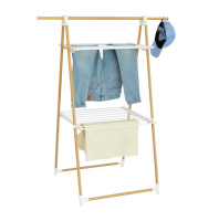 Chariot à linge pliable 2-en-1 et séchoir avec étagères de rangement sur roulettes pour chambre, balcon, placard – Optimisation de l'espace domestique