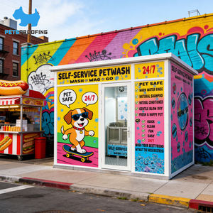 業務用屋外ステンレス製多機能犬洗浄キオスクセルフサービスペットグルーミングステーション機器パビリオン - Product Image 1