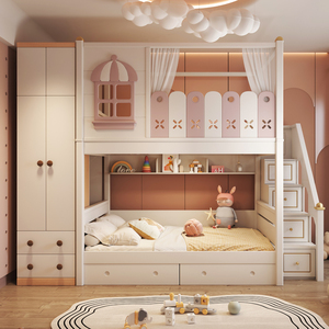 JS ha progettato unicamente il letto a castello delle ragazze rosa multifunzionale con lo scivolo <span class=keywords><strong>per</strong></span> i mobili della camera da letto dei bambini in appartamenti - Product Image 3