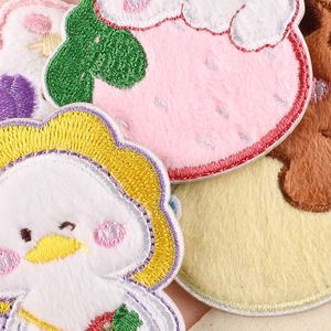 Stock Self Sticker Kawaii Embroidery Cartoon Furry Rabbit Goose Dinosaur Dog Cat Patch for Bag Phone case Decoration - Product Image 2