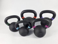 Lot de 6 Kettlebells en Fonte Revêtues de Vinyle Colorées (2kg, 6kg, 8kg, 10kg, 12kg, 16kg) pour Entraînement de Force à Domicile et en Salle de Sport