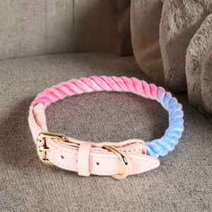 Collier en corde de coton fabriqué à la main pour chiens en cuir réglable hypoallergénique doux renforcé parfait pour l'entraînement quotidien des promenades - Product Image 6