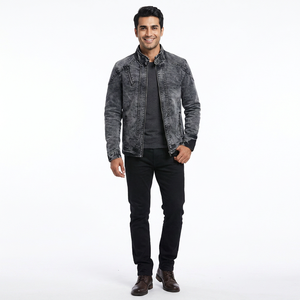 Custom <b>Cropped</b> Style 100% Raw Cotton <b>Denim</b> <b>Jacket</b> For Men Front Button Closure Winter Jeans With Pockets <b>Jacket</b> For Man - Product Image 1