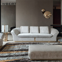 WBERT sofá italiano combinación sala de estar gran villa modelo de habitación de diseño de gama alta estilo de Hong Kong sofá de tela de lujo ligero
