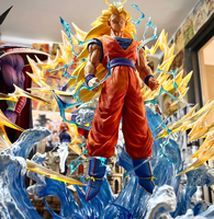 Figura de Resina de Goku Super Saiyan 3 de Dragon Ball Z, Coleccionable de Anime para Exhibición y Regalo, con Efecto de Aura Dinámica