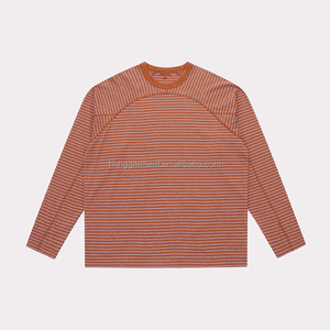 Camisetas casuales de manga larga con rayas personalizadas para hombre, camiseta de manga larga de algodón con impresión digital, sudaderas con logo. - Product Image 2