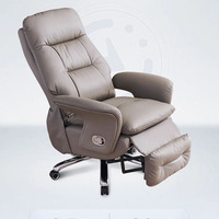 Chaise de bureau en cuir inclinable électrique confortable entreprise à domicile moderne grande chaise de président de bureau siège en cuir véritable