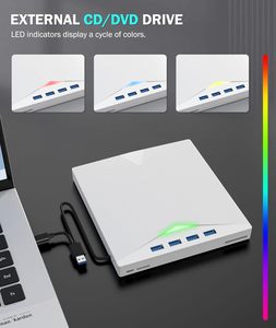 Lecteur <span class=keywords><strong>de</strong></span> CD/<span class=keywords><strong>DVD</strong></span> externe 7-en-1 avec hub USB, USB 3.0, Type-C, emplacements SD/TF - Lecteur optique portable <span class=keywords><strong>pour</strong></span> PC, ordinateur portable, Linux, <span class=keywords><strong>Windows</strong></span> - Product Image 5