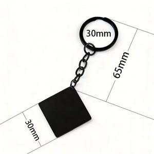 Personalized Customization <b>square</b> Shaped Laser Engraving logo Printing Photo Blank Material Metal Stainless Steel Keychain - Product Image 2
